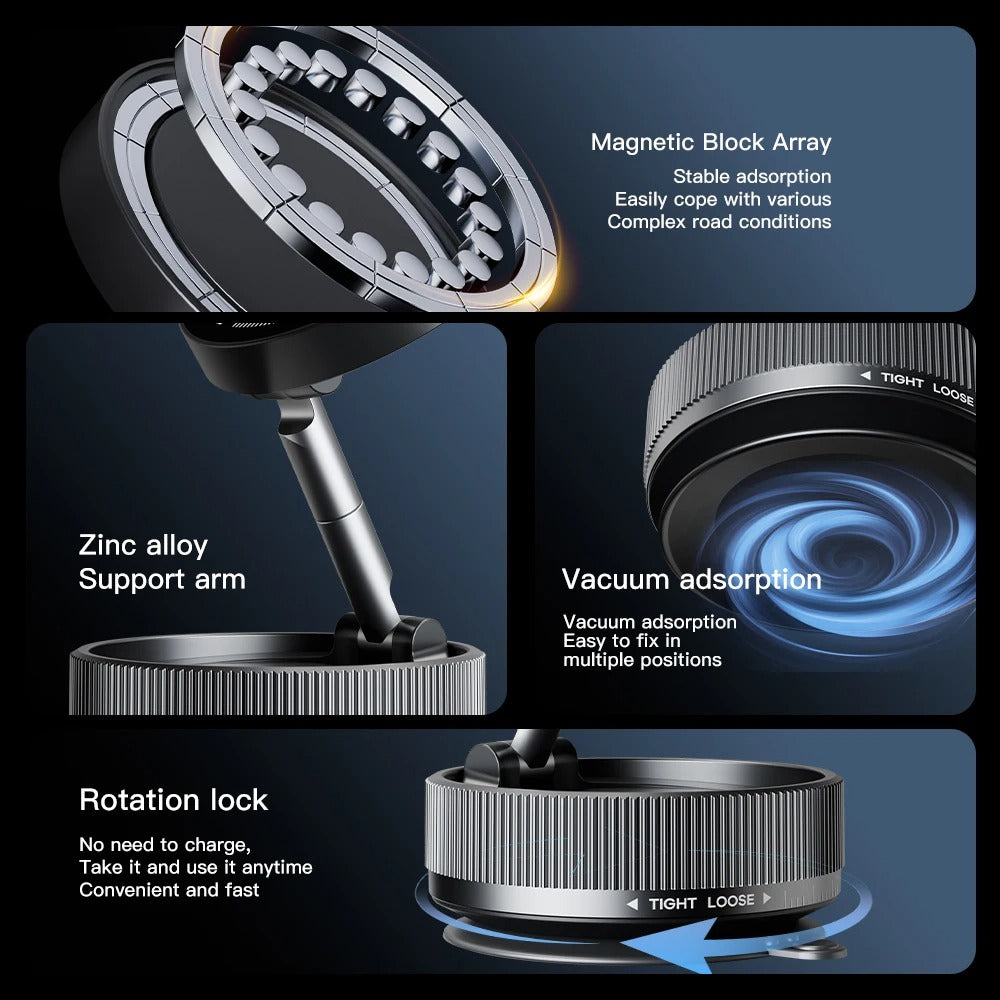Vacuum Magnetic Car Phone Holder 360 Rotation