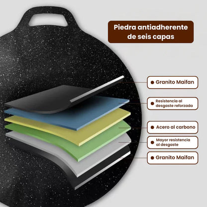 Sartén de piedra Maifan antiadherente de 6 capas compatible con inducción IH