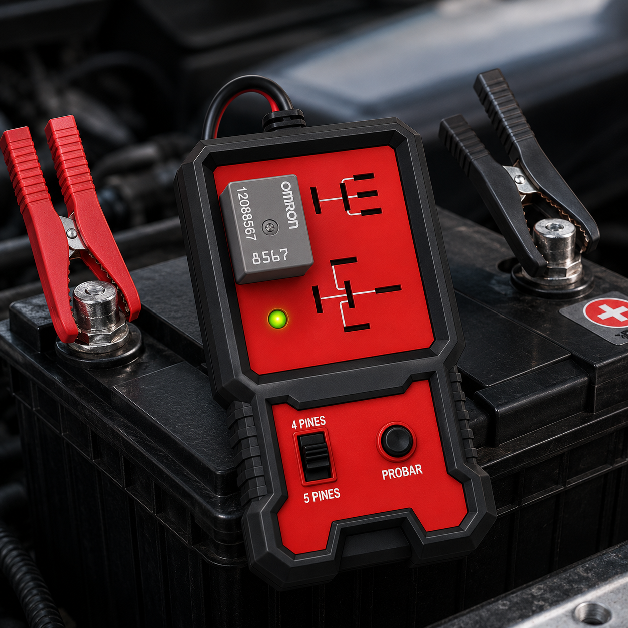 Probador de Relés Automotrices 12V para Relés de 4 y 5 Pines | Herramienta de Diagnóstico LED para Autos y Camionetas