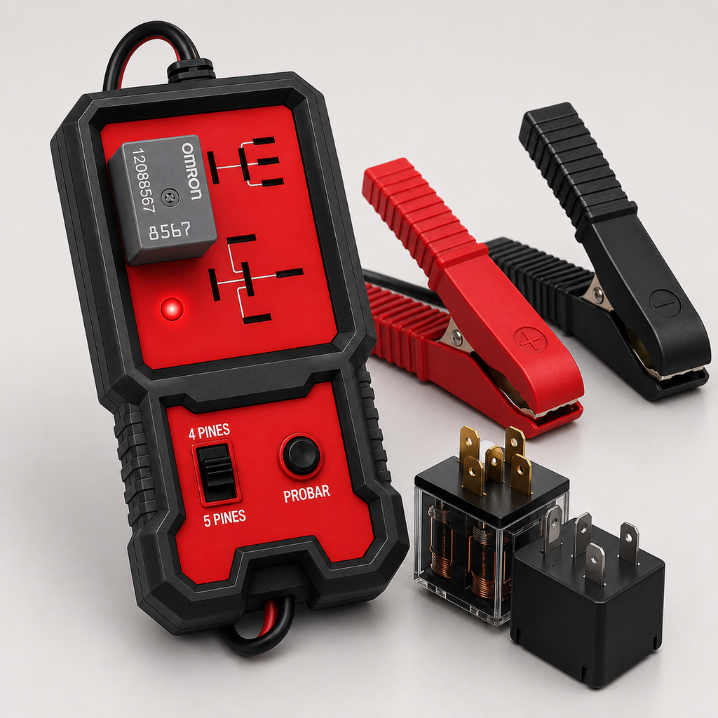 Probador de Relés Automotrices 12V para Relés de 4 y 5 Pines | Herramienta de Diagnóstico LED para Autos y Camionetas